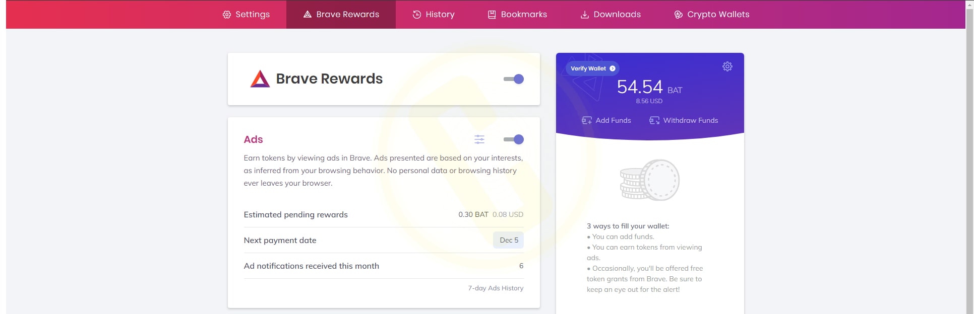 brave browser wallet brave rewards curexmy